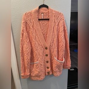 Free People Montana Cable Cardi Coral Small NWT